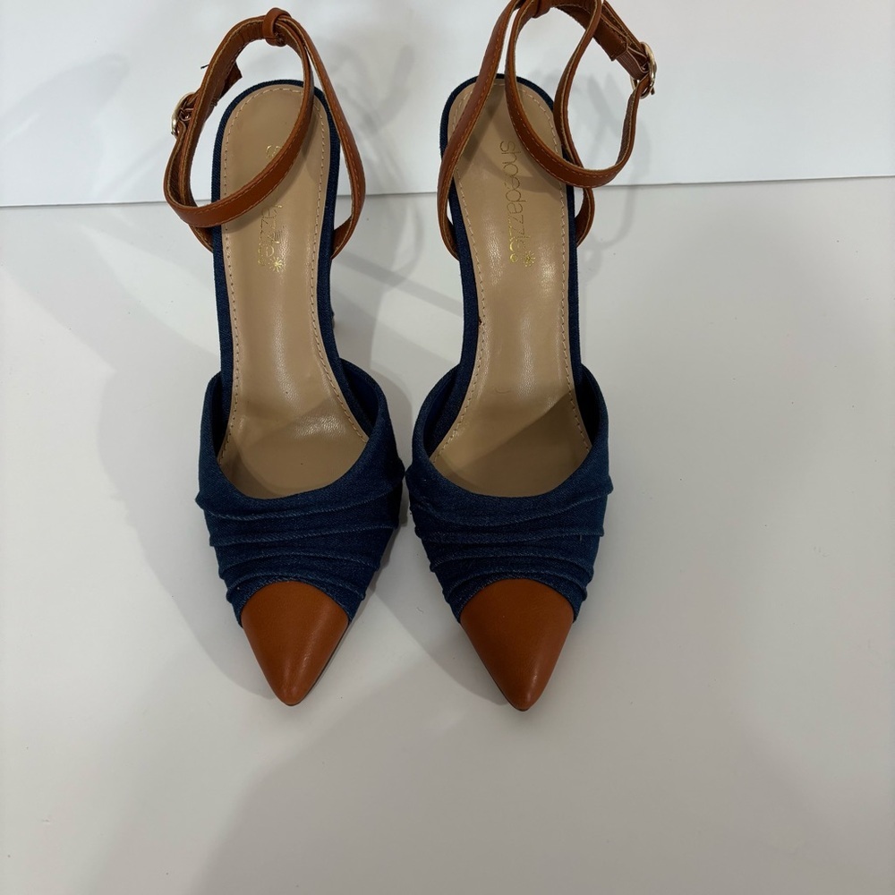 Shoe Dazzle Blue and Brown Heels